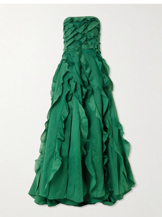 Aje Dresses & Skirts - Aje Green Ruffled Strapless Evening Gown